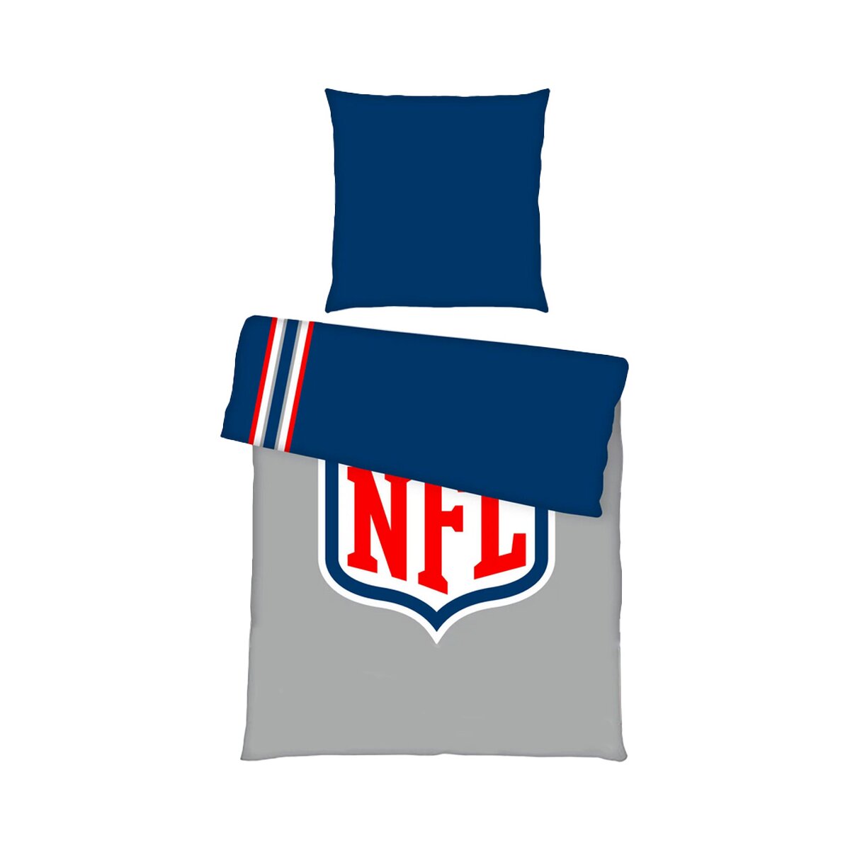 NFL Renforce Wendebettwäsche NFL Shield Logo - 135cm x 200cm Grau-Navy