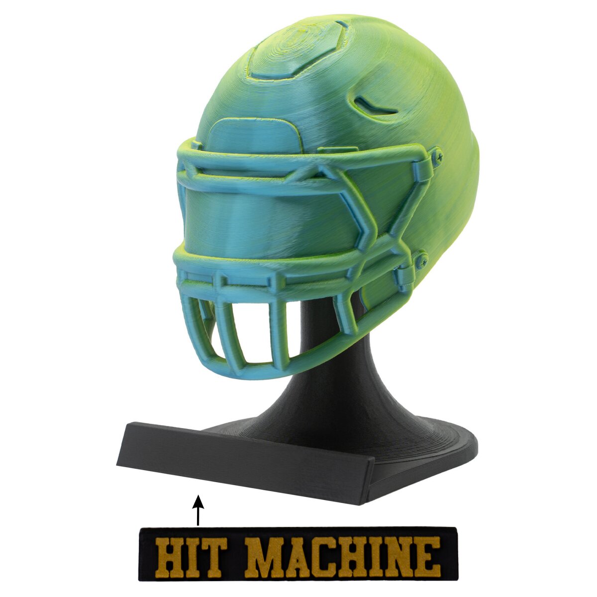 American Football MVP Helm Trophäe blau-grün Helm + Ständer Hit Machine