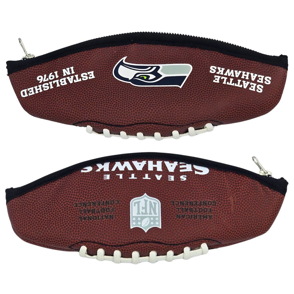 Stifteetui, Mäppchen - American Football Upcycling aus Seahawks Ball
