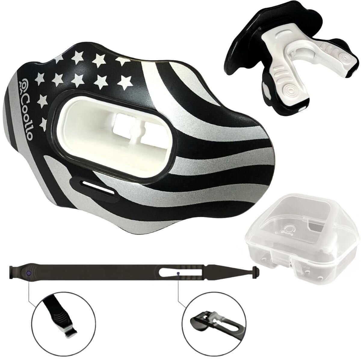 Coollo Mouthguard Lip Guard - americana black mit Box