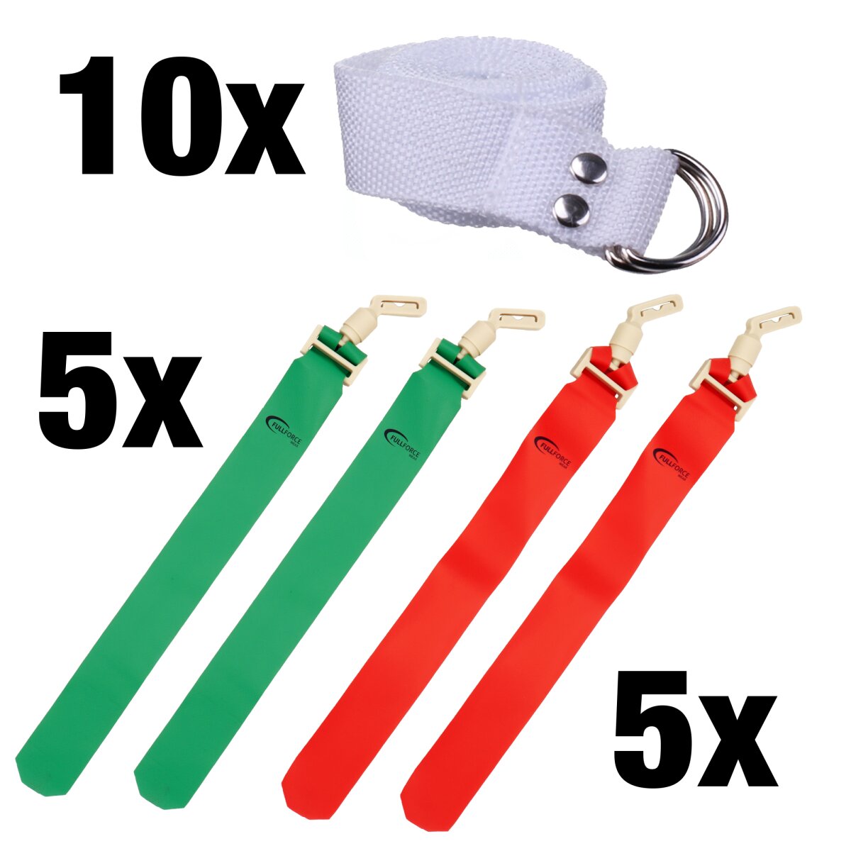 Full Force POPFLAG Flagfootball Set, 10 Gürtel mit 10 Flag Sets - rot/grün