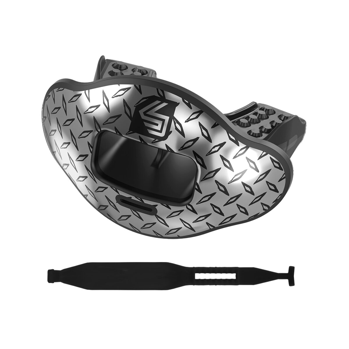 Shock Doctor Max AirFlow 2.0 Chrome Diamant Plate Mundstück mit abnehmbarem Strap