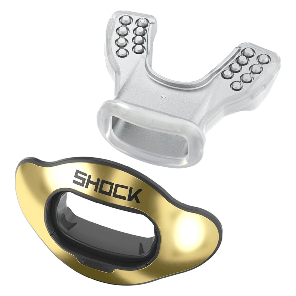Shock Doctor Interchange Lip Guard, Mundstück + Halteriemen - gold chrome