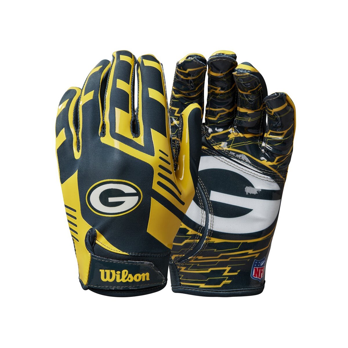 Wilson NFL Stretch Fit Youth Receiver Handschuhe Team Green Bay Packers
