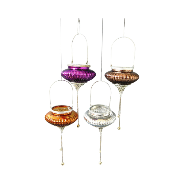 Boho Glaswindlicht zum Hängen, klein