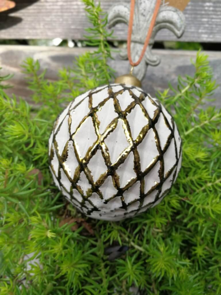 Christbaumkugel Mailo Cinque Raute, creme-gold