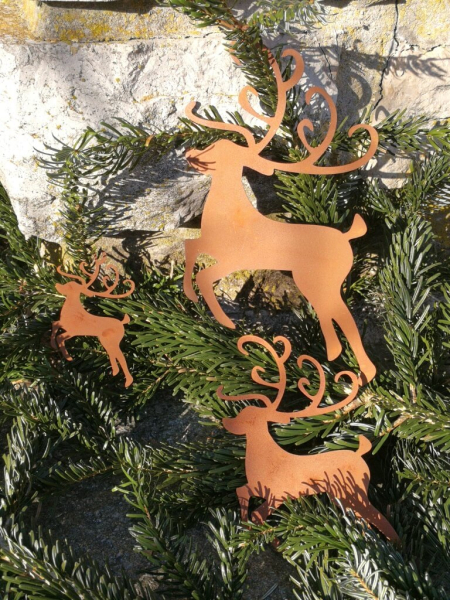 Edelrost Christbaumschmuck Rentier, 3 Größen