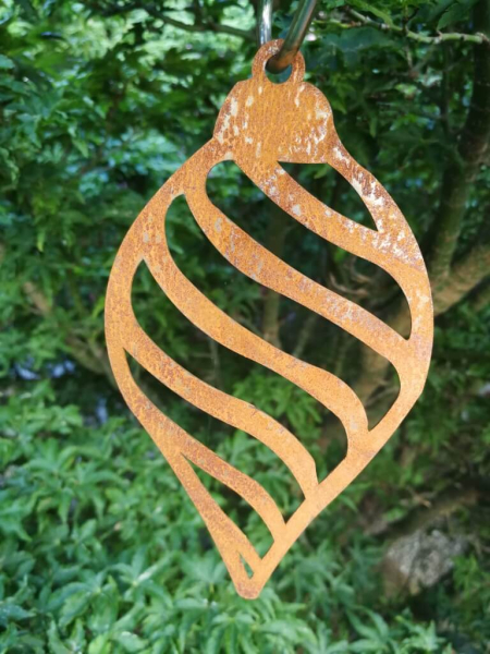 Edelrost Christbaumhänger Zapfen Streifen