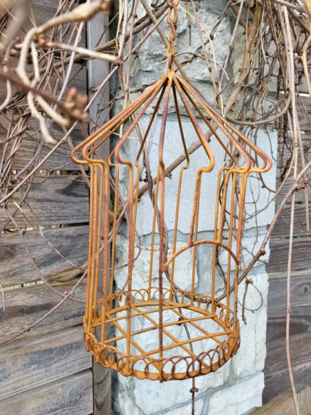 Edelrost Dekokäfig zum Hängen, Runddach