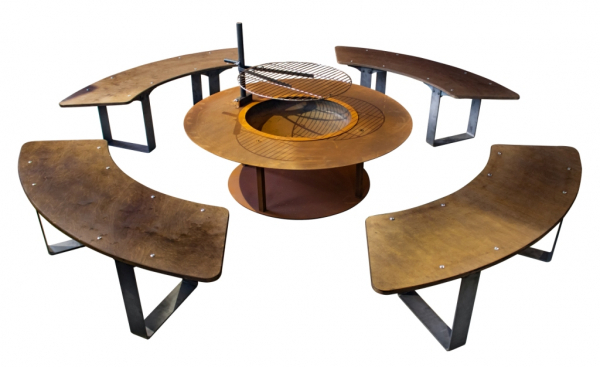 Edelrost Sitzbank für Grillstelle Circle