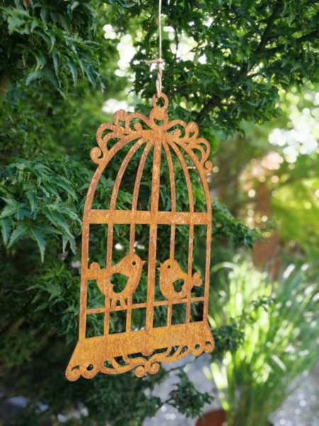Edelrost Hänger Vogelkäfig, mit 2 Vögel