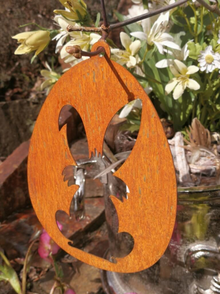 Edelrost Osterei Hase Schnuffel (aufrecht), zum Hängen