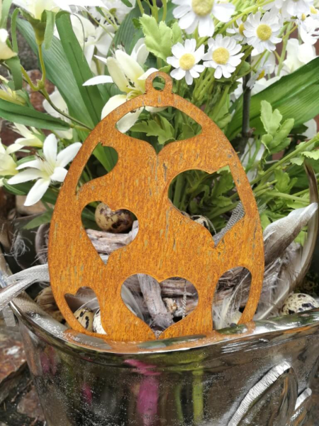Edelrost Osterei Herzen, zum Hängen