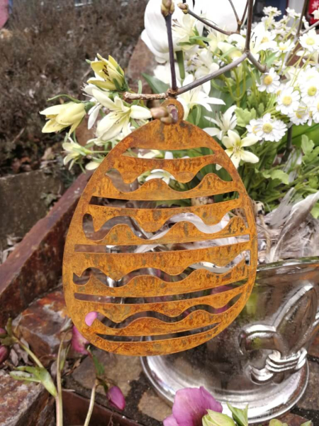 Edelrost Osterei Welle, zum Hängen