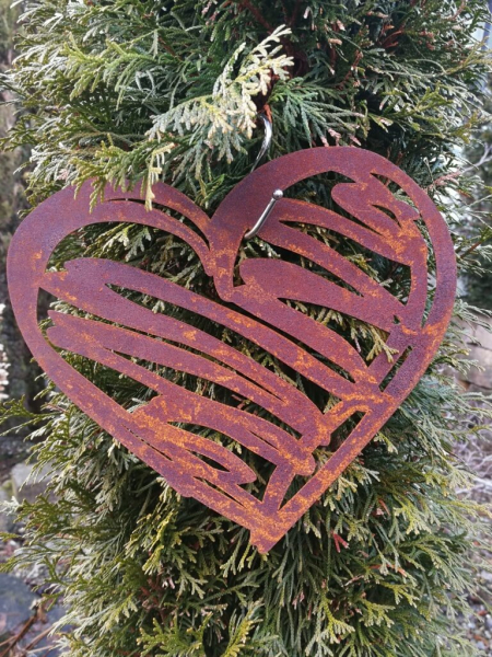 Edelrost Skizzenherz zum Hängen
