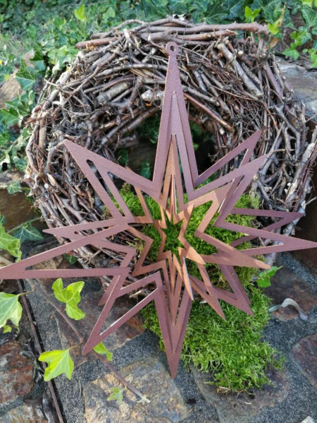 Edelrost 3D-Stern zum Aufdrehen