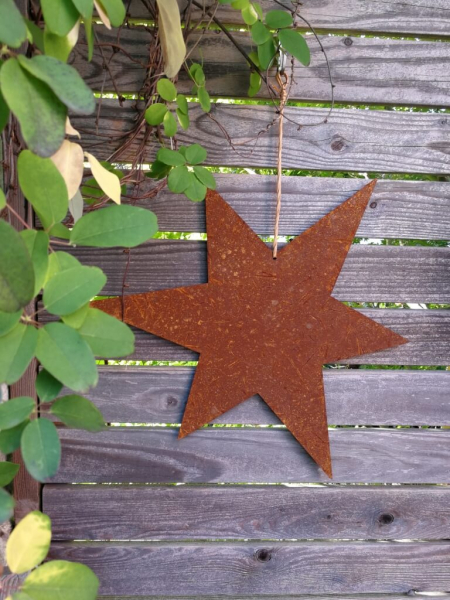 Edelrost Stern massiv 6-zackig, zum Hängen, groß