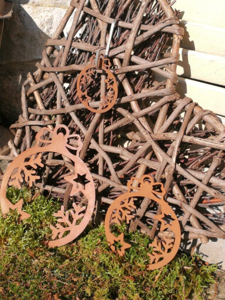 Edelrost Christbaumschmuck Schneekugel, 3 Größen