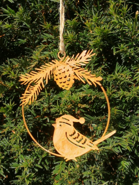 Dekohänger Vogel Matz im Ring, Kopf nach vorne