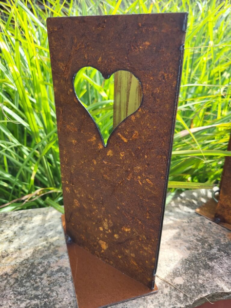 Windlicht Aufsteller Karte mit Herz, klein, inkl. Glas