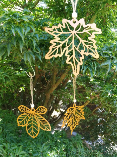 Edelrostoptik 3er Set Blätter zum Hängen