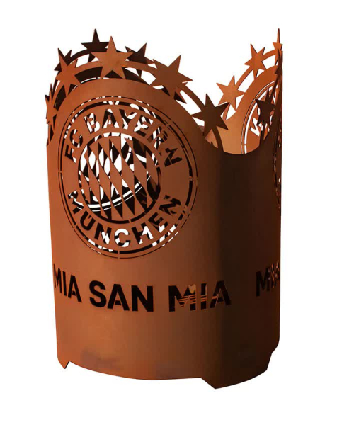 FC Bayern Edelrost Feuerkorb 'Mia san Mia' rund