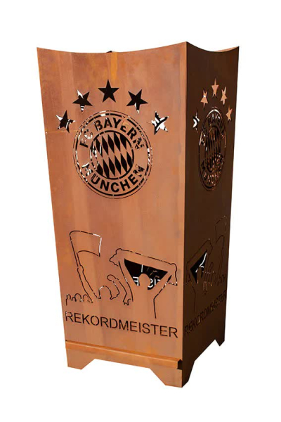 FC Bayern Edelrost Feuerkorb 'Rekordmeister'