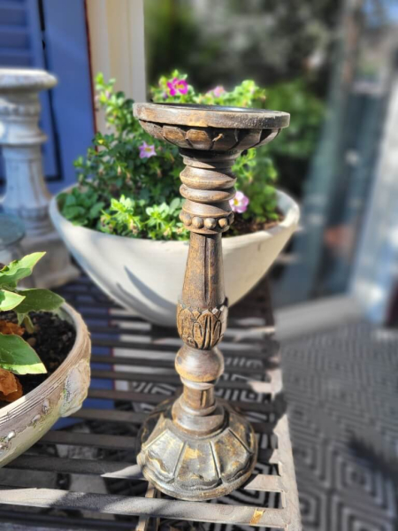 Holz Kerzenleuchter, schwarz-gold 30 cm