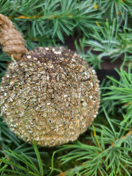 Christbaumkugel Dost, gold, Kunststoff