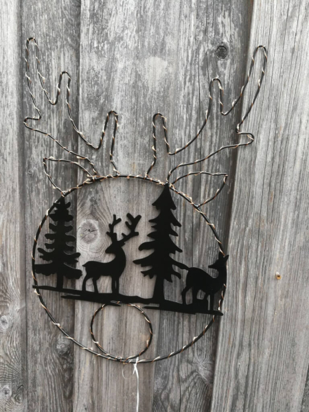 LED Kranz zwei Rentiere