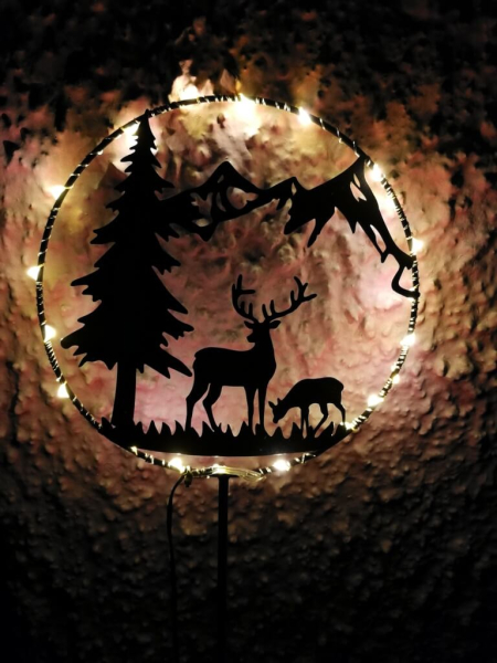 LED Gartenstecker, Reh fressend