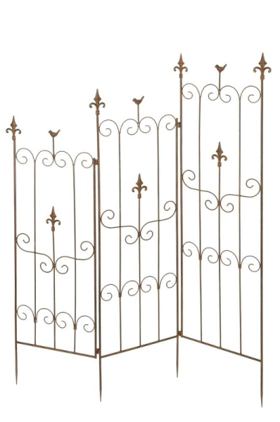 Paravent, 3-teilig zum Stecken, dunkelbraun lackiert