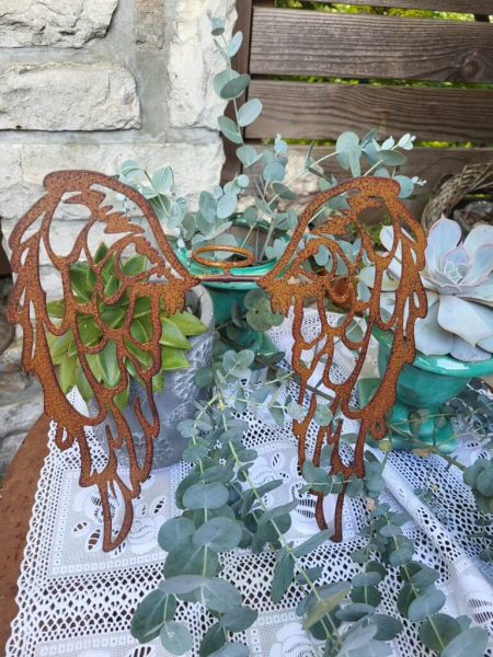 Engelsflügel filigran für Flaschen, Rostoptik