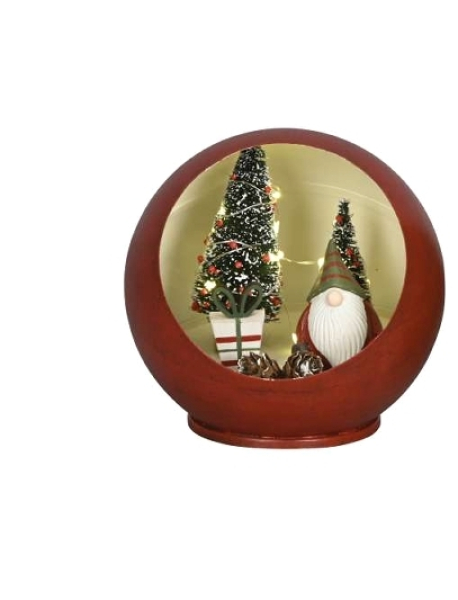 LED Kugel Weihnachtsszene, rot