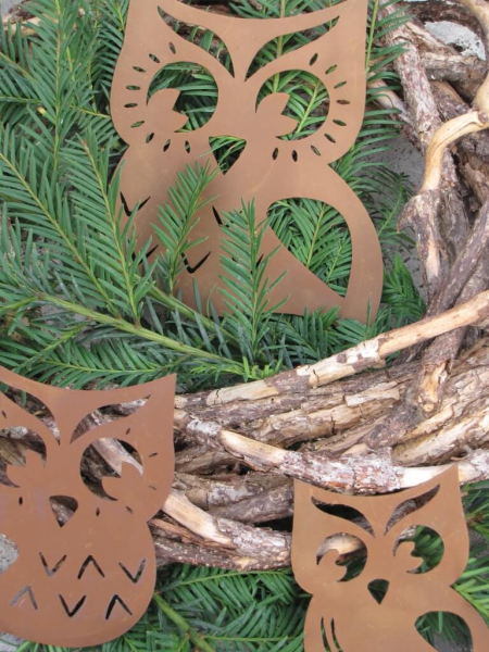 Edelrost Christbaumschmuck Eule, 3 Größen