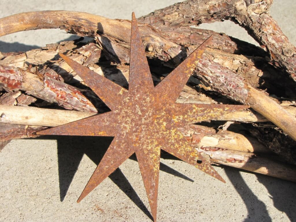 Edelrost Stern zum Hängen, 8-zackig