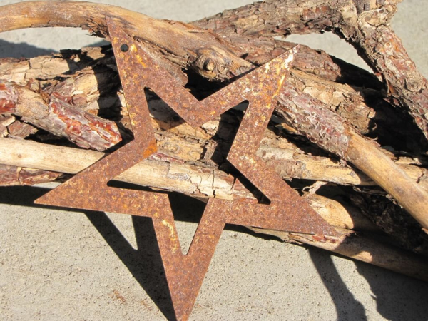 Edelrost Stern zum Hängen, 5-zackig offen