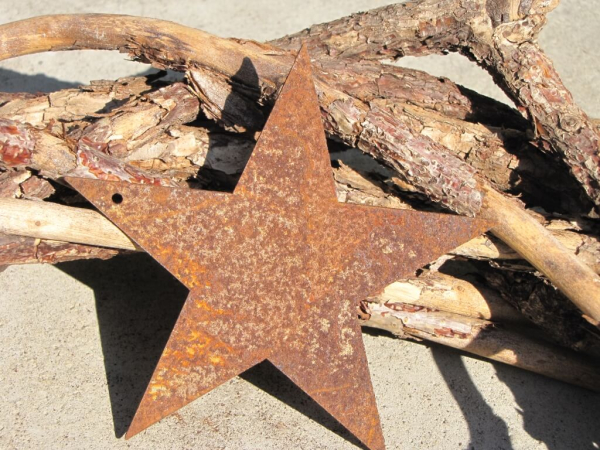 Edelrost Stern geschlossen zum Hängen, 5-zackig