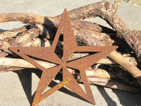 Edelrost Stern zum Hängen, 5-zackig geteilt