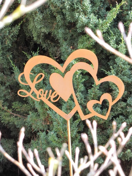 Edelrost Gartenstecker Herz LOVE