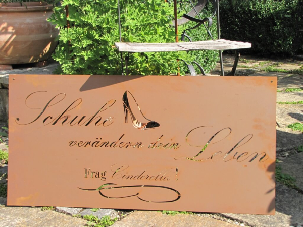 Edelrost Gedichttafel 'Schuhe Cinderella'