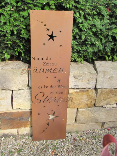 Edelrost Gedichttafel 'Weg zu den Sternen'