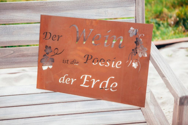 Edelrost Gedichttafel 'Wein und Poesie'