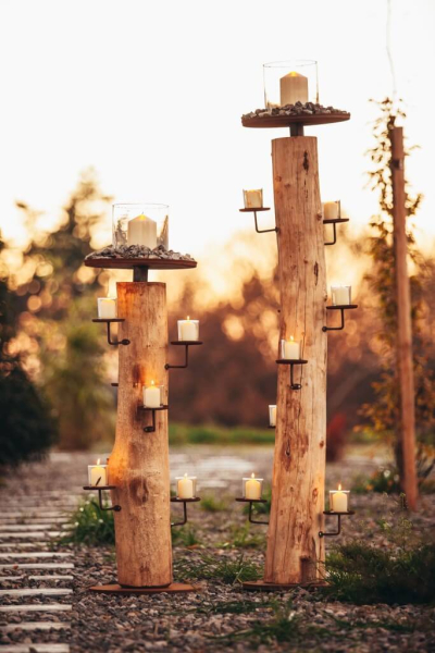 Edelrost Kerzenhalter Natur, rund, 2 Größen