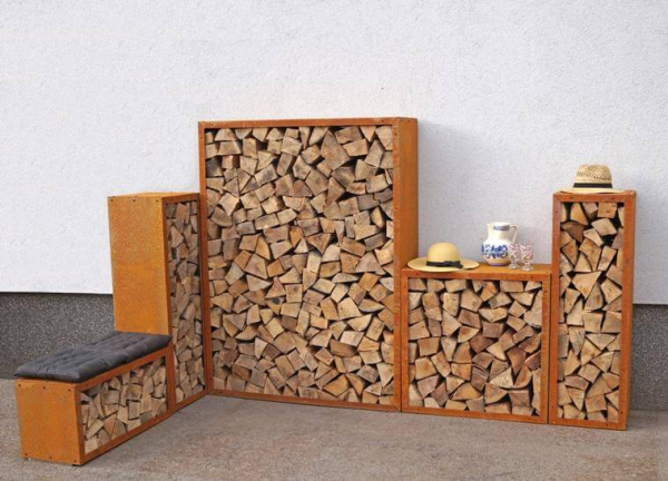 Edelrost Kaminholzregal Bausatz Prima Terra