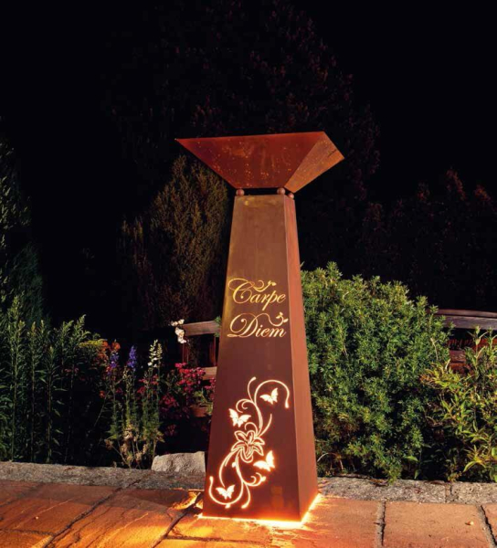 Edelrost Dekosäule Trapez Carpe Diem, 2 Größen