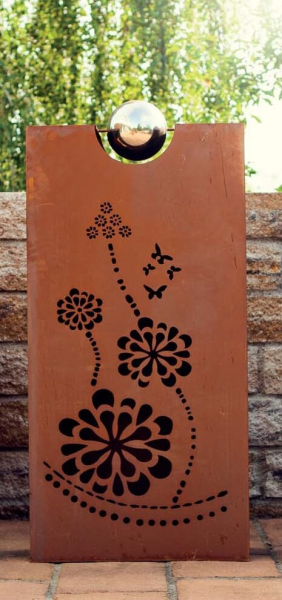 Edelrost Dekosäule Rhombus 3 Blumen, ohne Schale