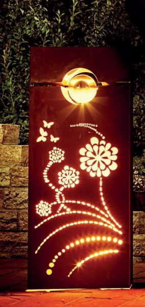 Edelrost Dekosäule Rhombus 4 Blumen, inkl. Schale