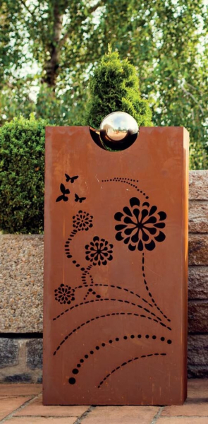 Edelrost Dekosäule Rhombus 4 Blumen, ohne Schale