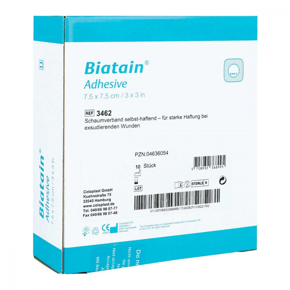 Biatain Schaumverband 7,5x7,5 cm selbst haftend